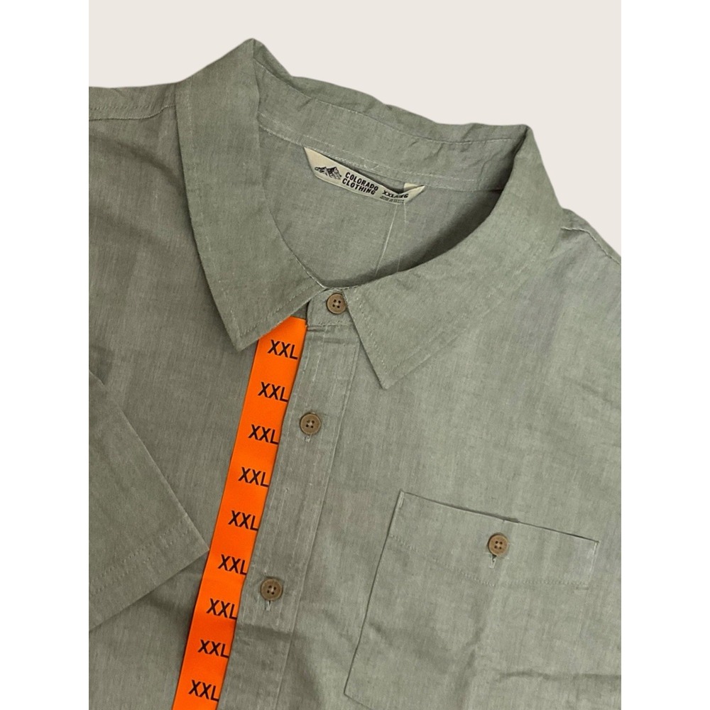 Colorado Clothing Mens 2XL Sage Green Short Sleeve Shirt Button Down Cotton XXL
